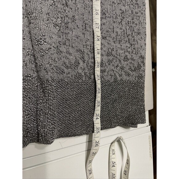 Eileen Fisher Knit metallic silver sweater size M Wool Blend Tiny Flaw Mended - Picture 9 of 9